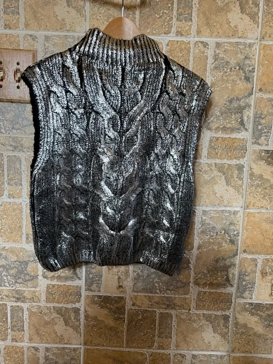 Anthropologie Pilcro Cabled Foil Muscle Tank Sweater NWT Large - Picture 4 of 10